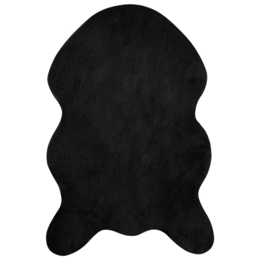 Nep Konijnenbont Tapijt Olite Zwart 60 x 90 cm Polyester