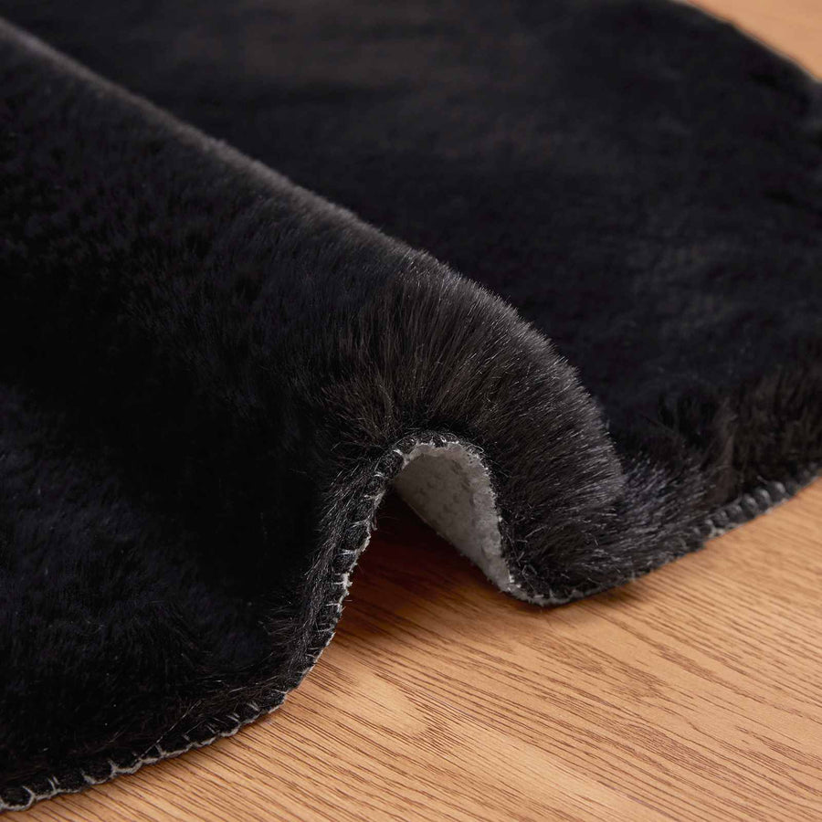 Nep Konijnenbont Tapijt Olite Zwart 80 x 120 cm Polyester