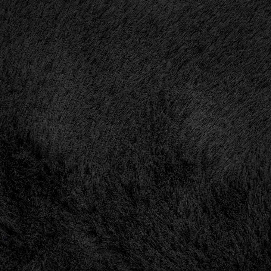 Nep Konijnenbont Tapijt Olite Zwart 80 x 120 cm Polyester
