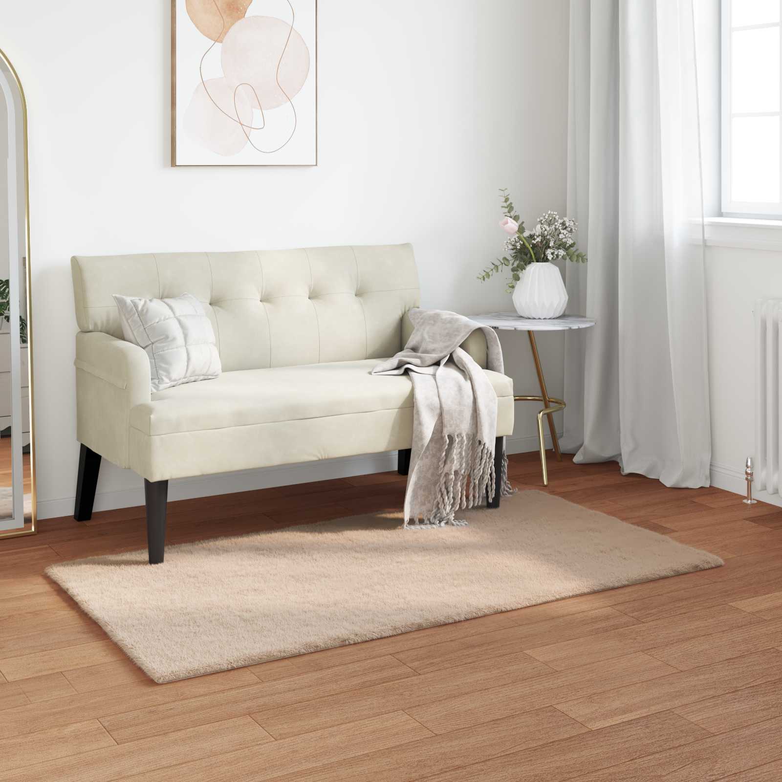 Nep Konijnenbont Tapijt Olite Taupe 60 x 110 cm Polyester