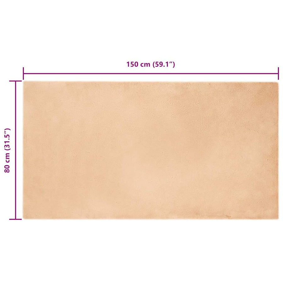 Nep Konijnenbont Tapijt Taupe 80 x 150 cm Polyester