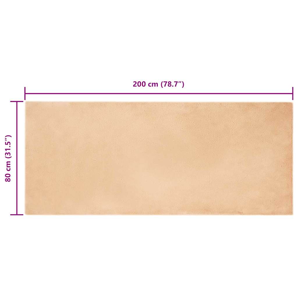 Nep Konijnenbont Tapijt Taupe 80 x 200 cm Polyester