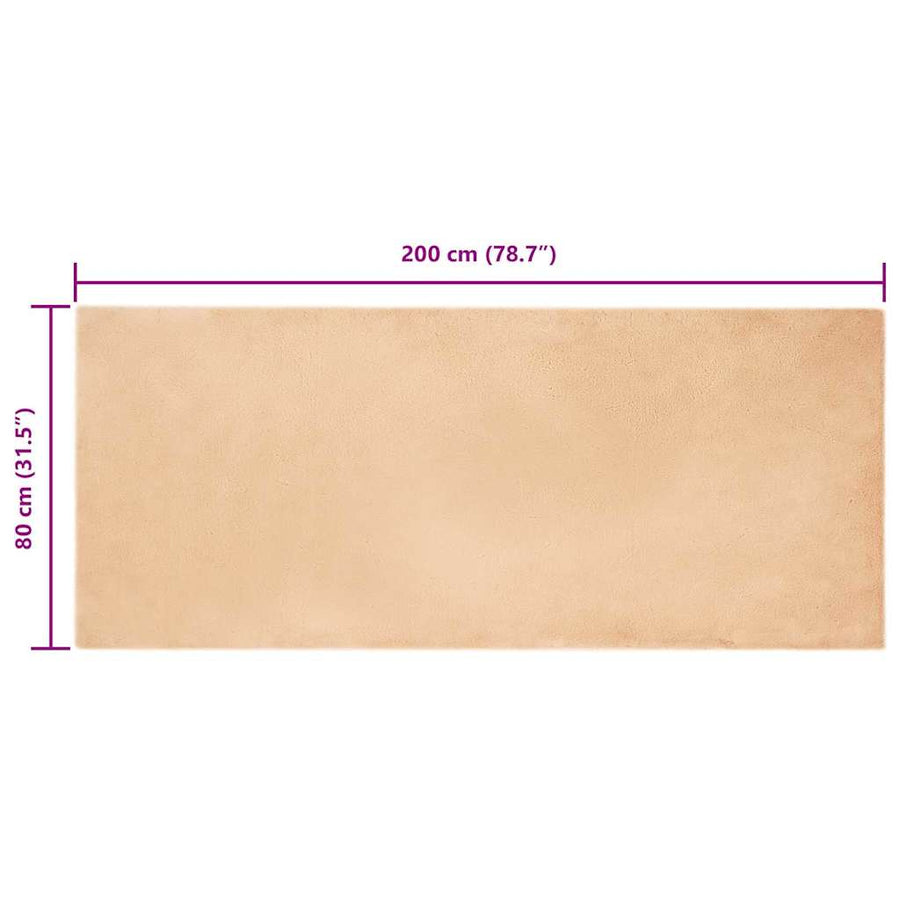 Nep Konijnenbont Tapijt Taupe 80 x 200 cm Polyester