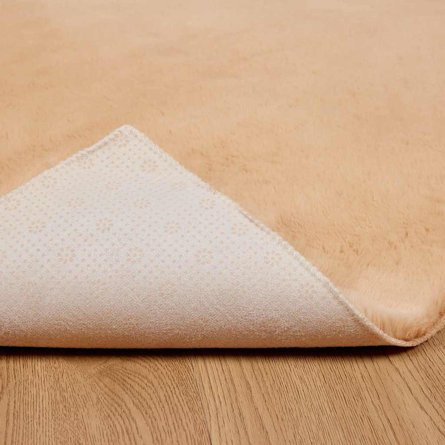Nep Konijnenbont Tapijt Taupe 80 x 250 cm Polyester