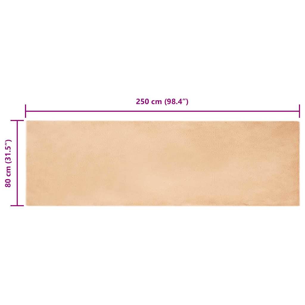 Nep Konijnenbont Tapijt Taupe 80 x 250 cm Polyester