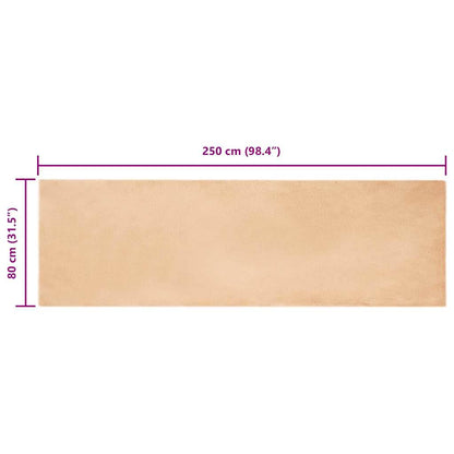 Nep Konijnenbont Tapijt Taupe 80 x 250 cm Polyester