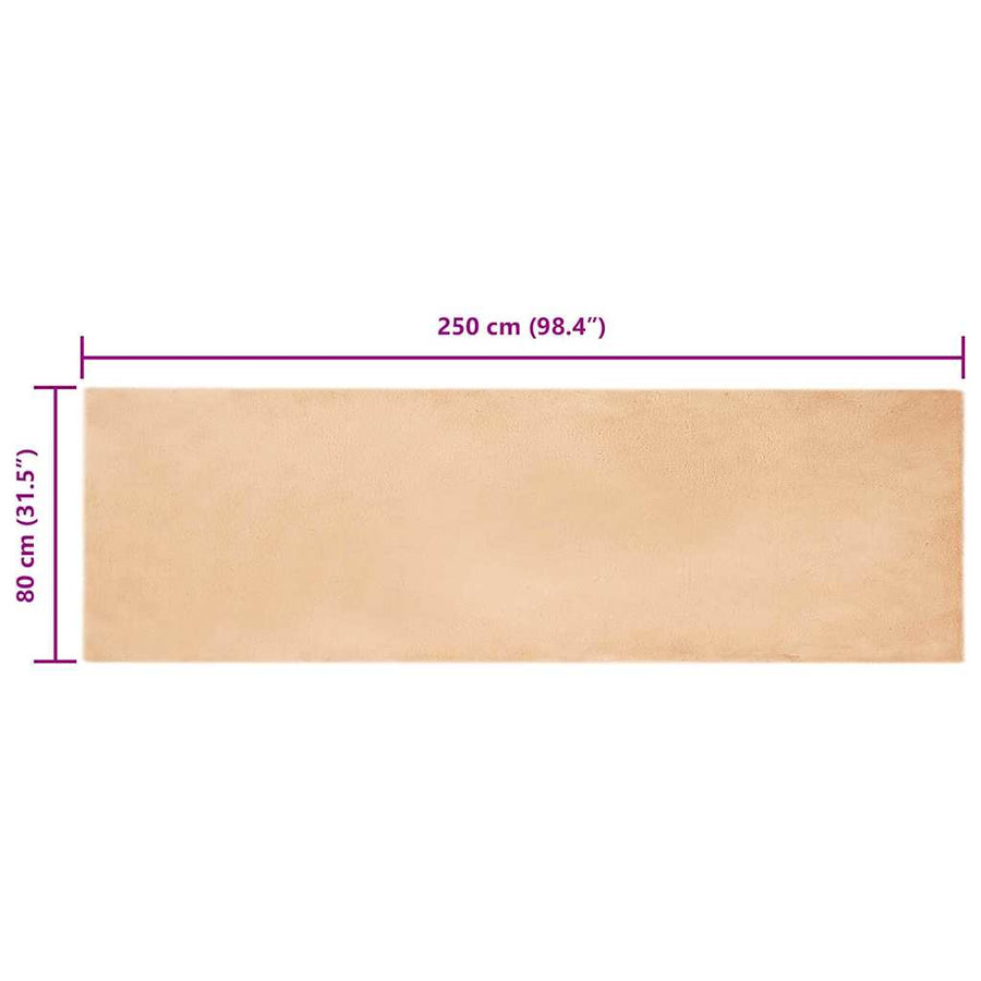 Nep Konijnenbont Tapijt Taupe 80 x 250 cm Polyester