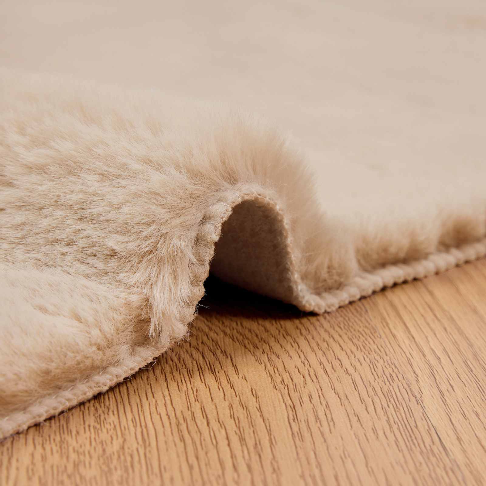 Nep Konijnenbont Tapijt Olite Taupe 100 x 200 cm Polyester