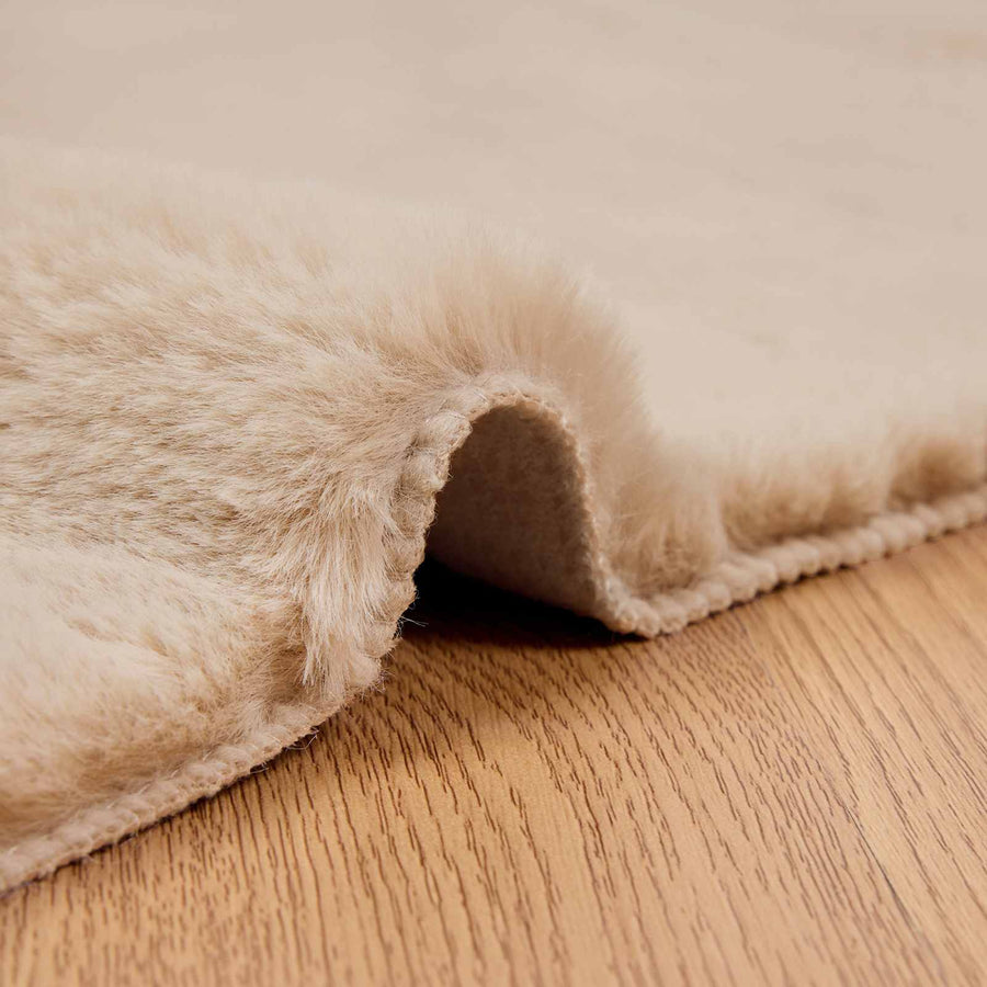 Nep Konijnenbont Tapijt Olite Taupe 100 x 200 cm Polyester