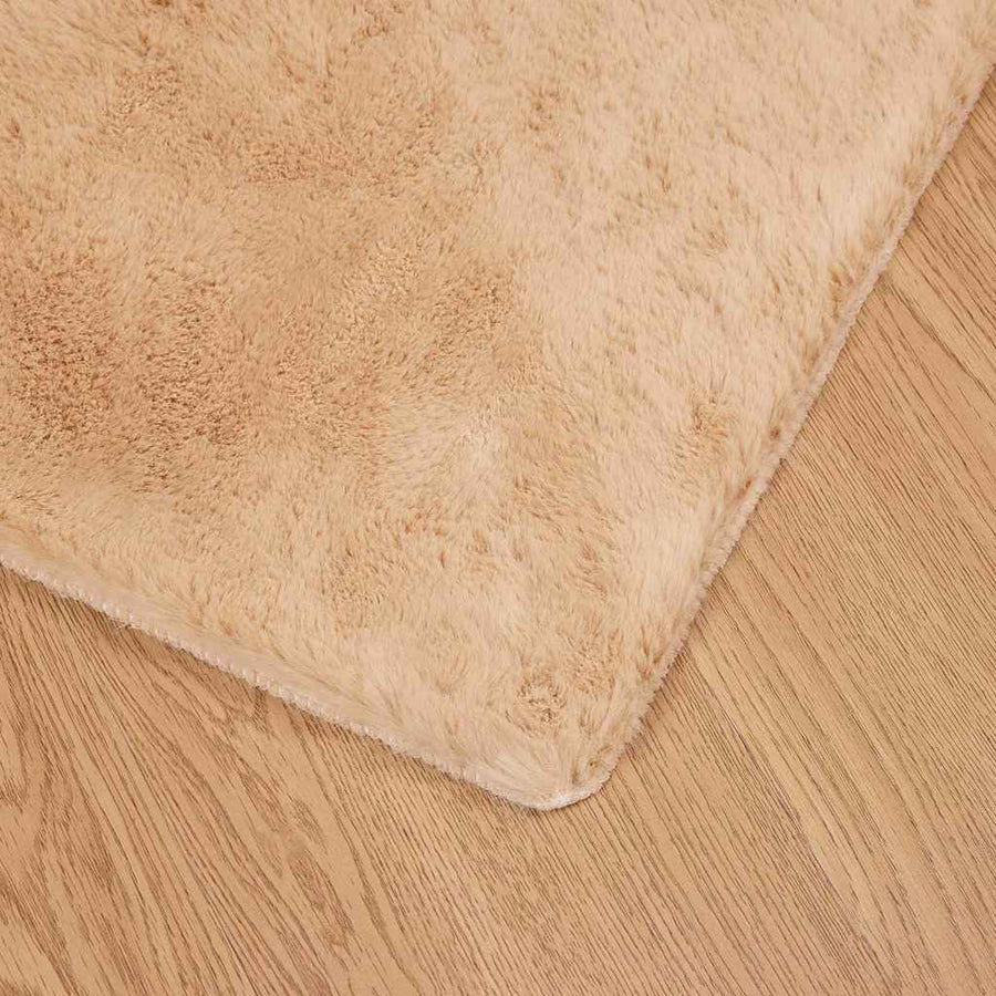 Nep Konijnenbont Tapijt Taupe 120 x 120 cm Polyester