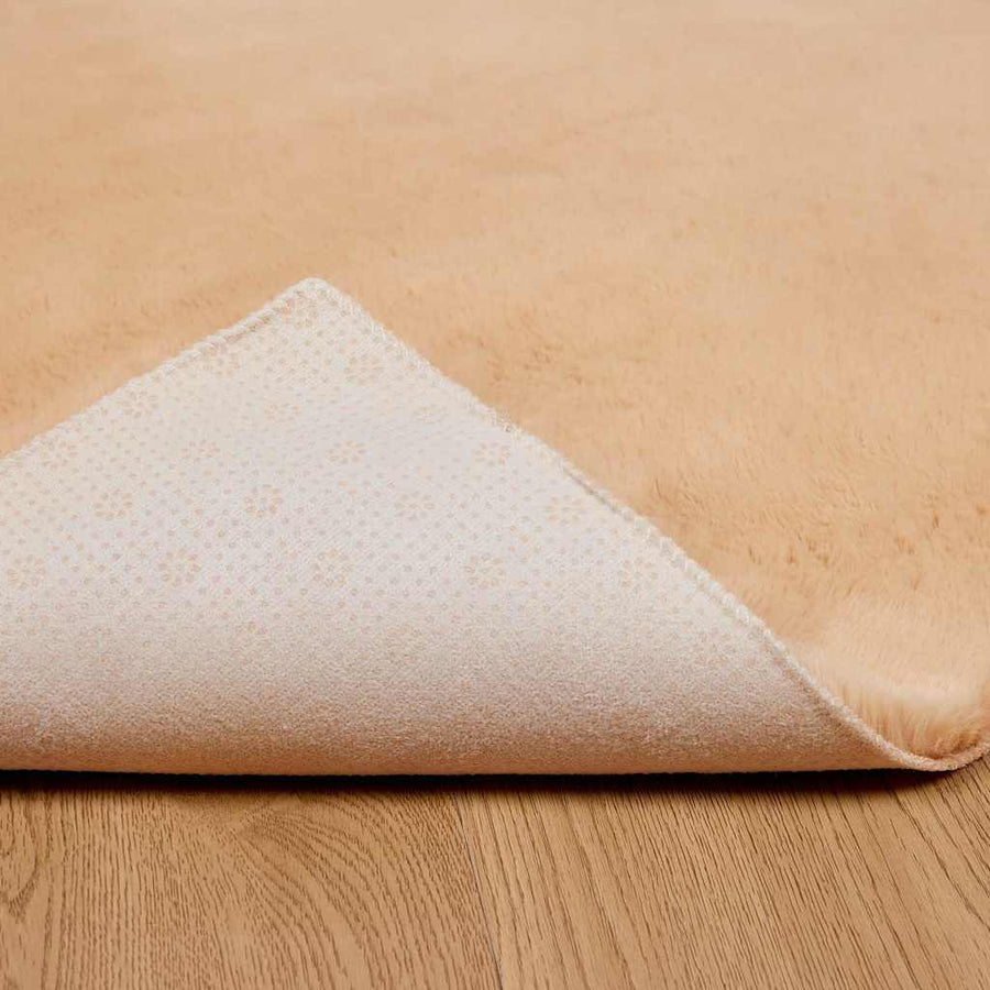 Nep Konijnenbont Tapijt Taupe 160 x 160 cm Polyester