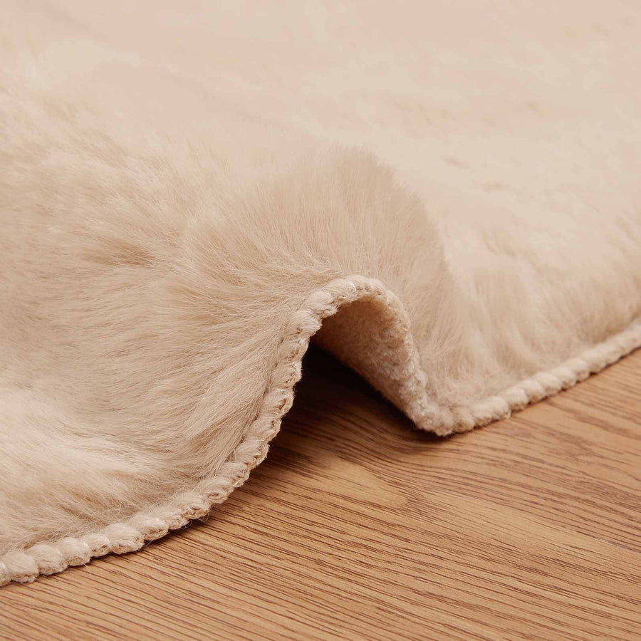 Nep Konijnenbont Tapijt Olite Taupe Ø 80 cm Polyester