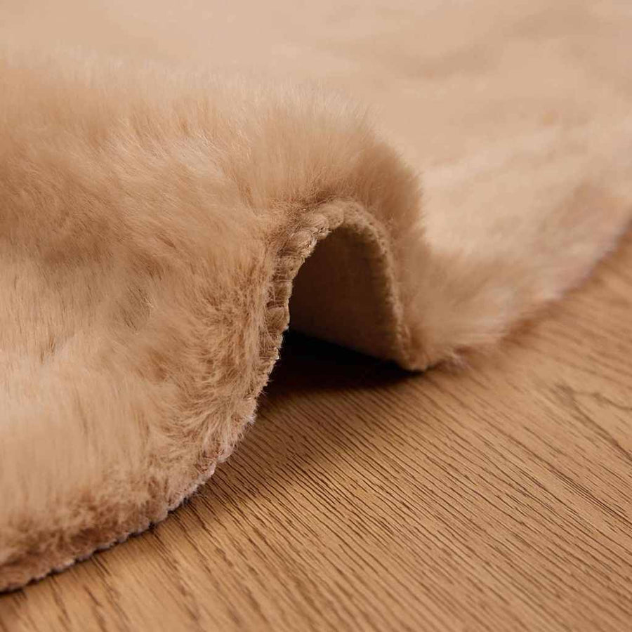 Nep Konijnenbont Tapijt Taupe Ø 200 cm Polyester
