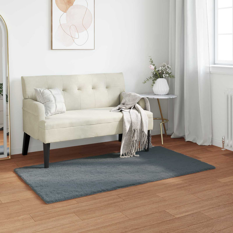 Nep Konijnenbont Tapijt Olite Antraciet 60 x 110 cm Polyester