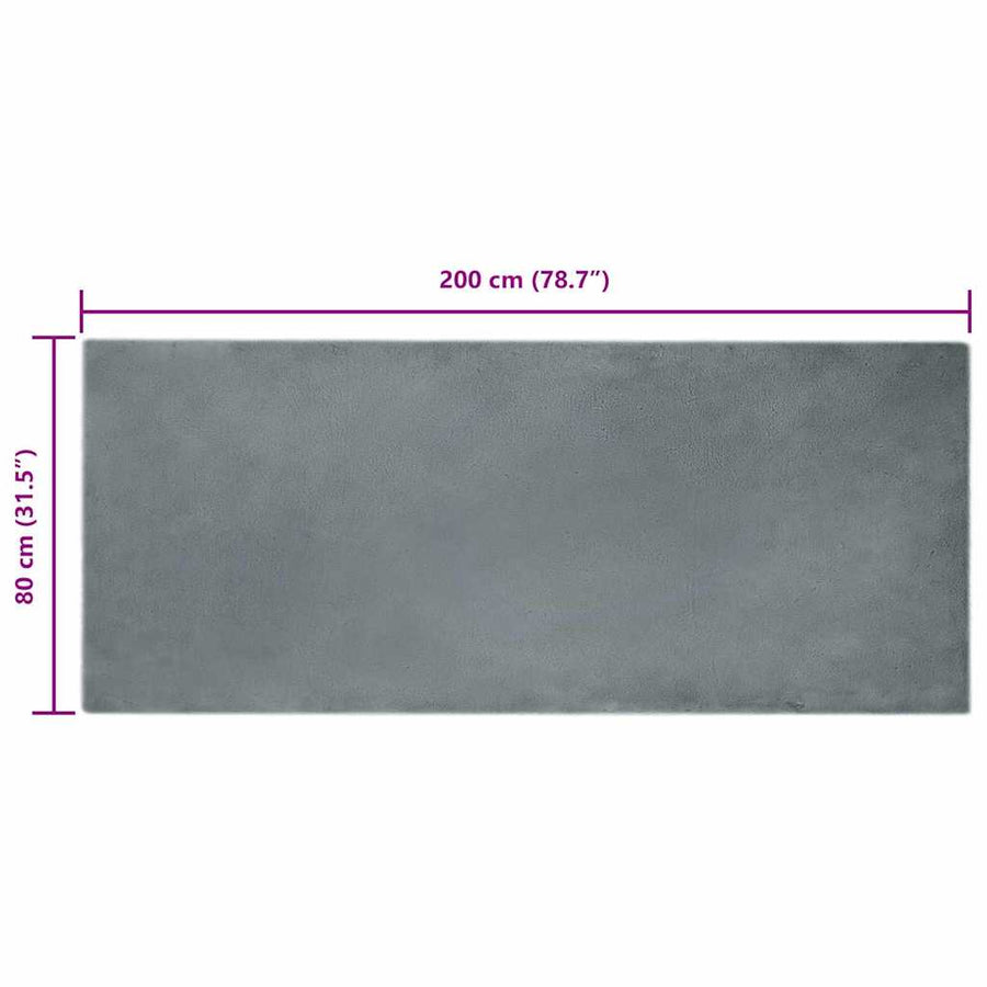 Nep Konijnenbont Tapijt Antraciet 80 x 200 cm Polyester