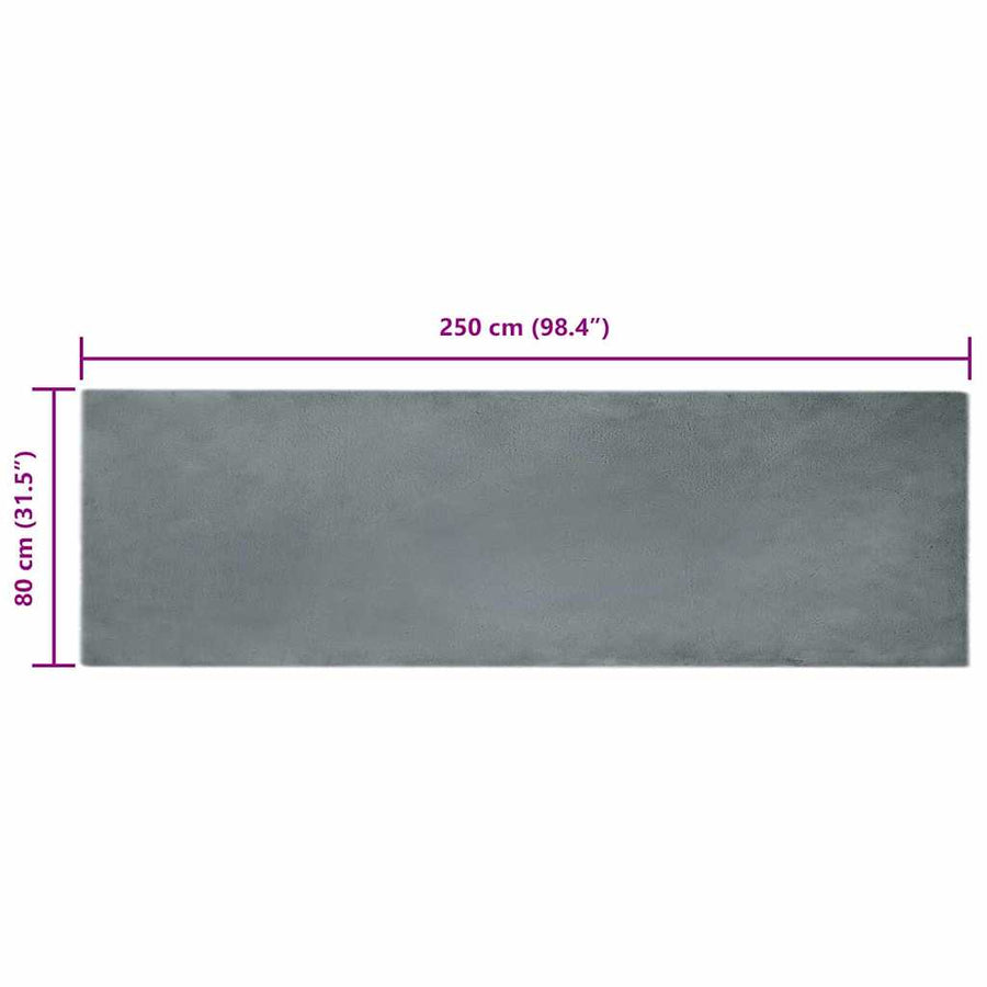 Nep Konijnenbont Tapijt Antraciet 80 x 250 cm Polyester