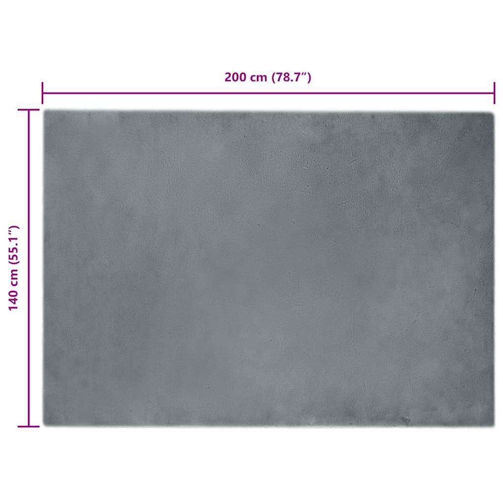 Nep Konijnenbont Tapijt Antraciet 140 x 200 cm Polyester