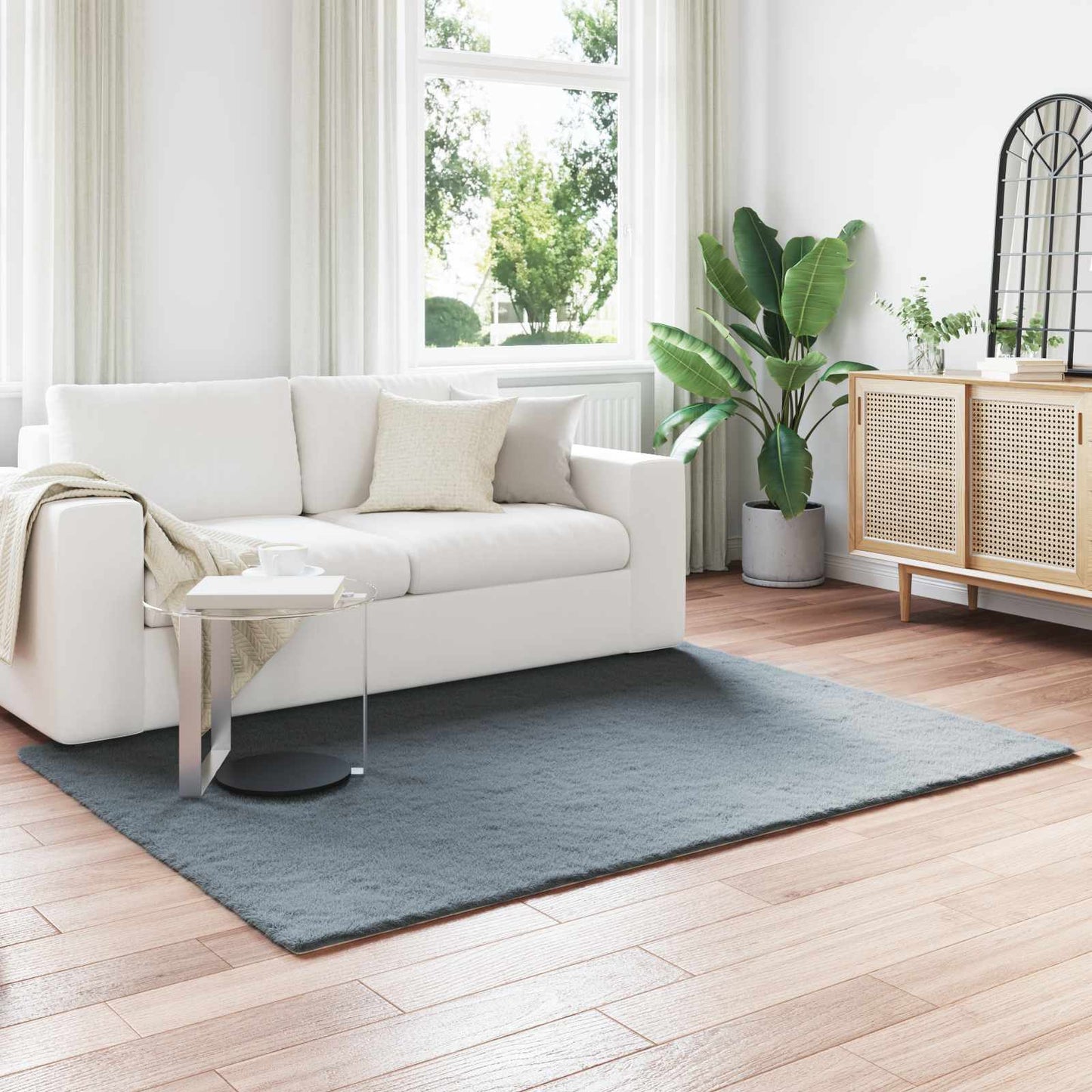 Nep Konijnenbont Tapijt Olite Antraciet 160 x 230 cm Polyester