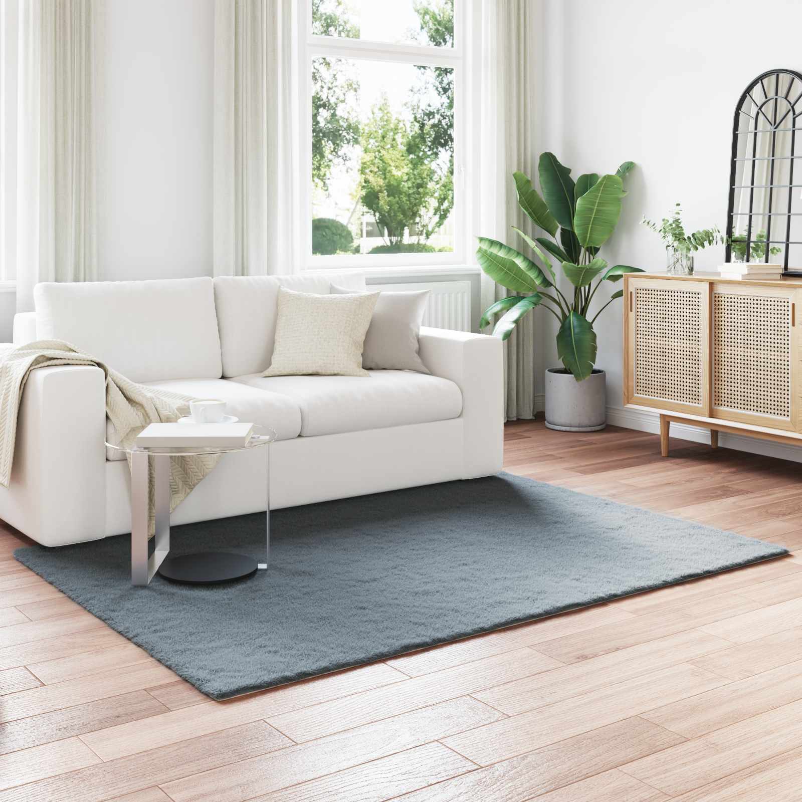 Nep Konijnenbont Tapijt Olite Antraciet 160 x 230 cm Polyester