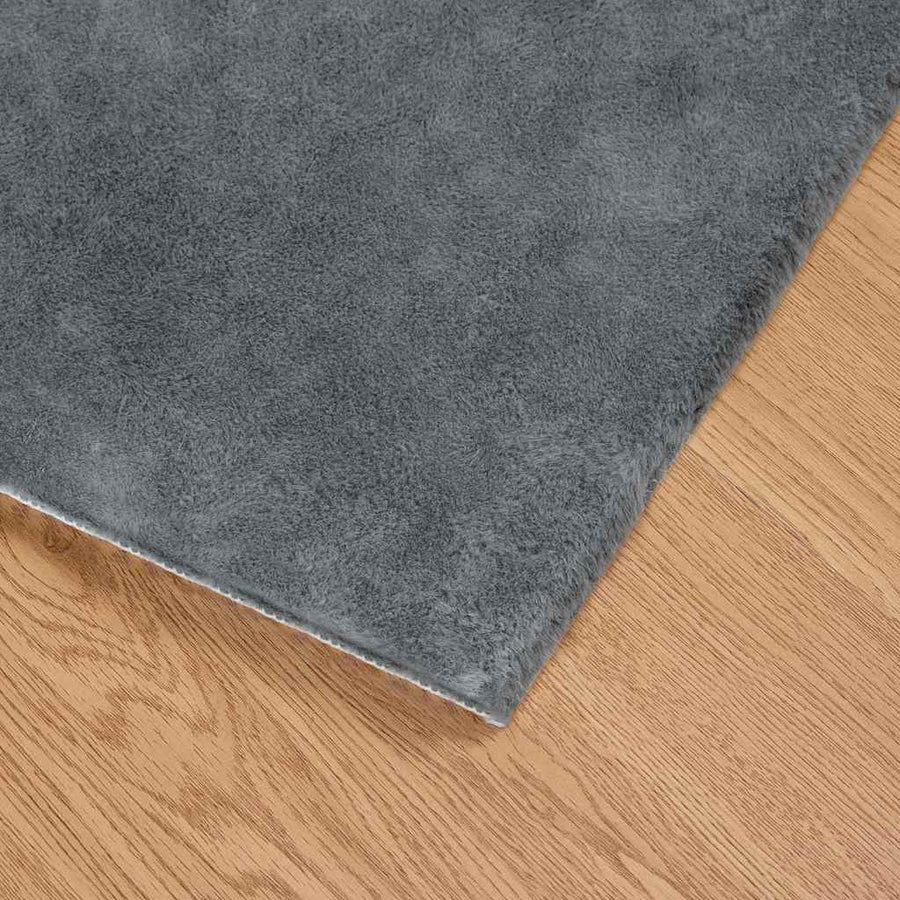Nep Konijnenbont Tapijt Antraciet 120 x 120 cm Polyester
