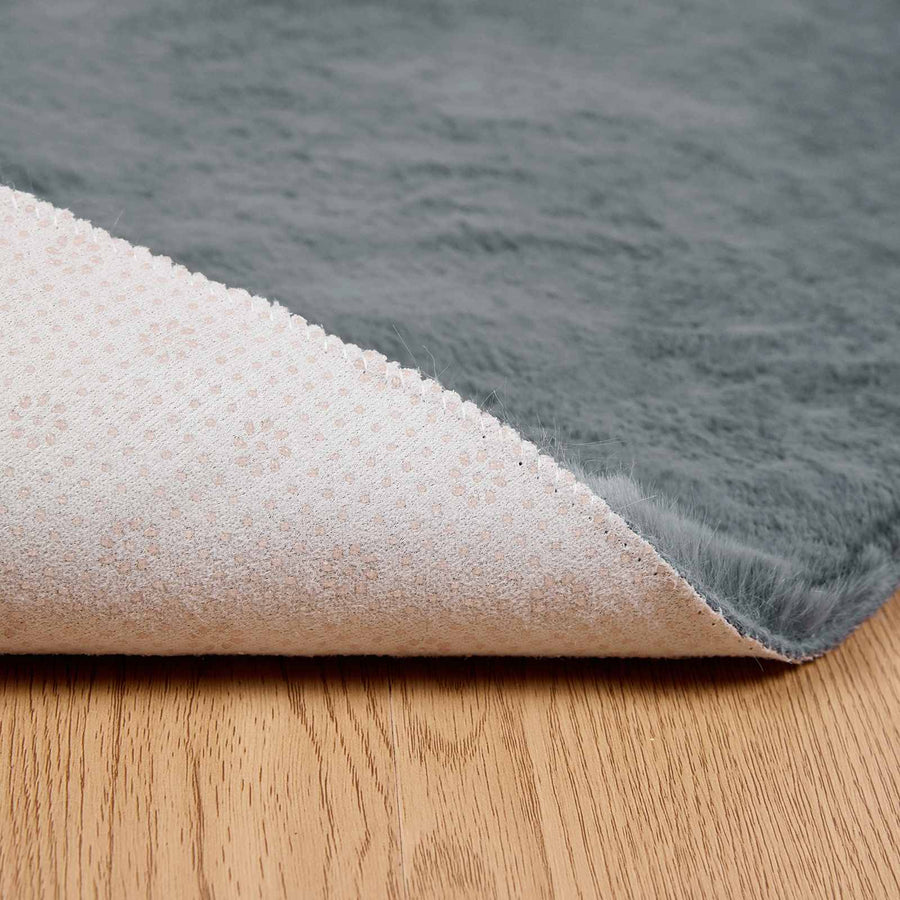 Nep Konijnenbont Tapijt Olite Antraciet Ø 80 cm Polyester