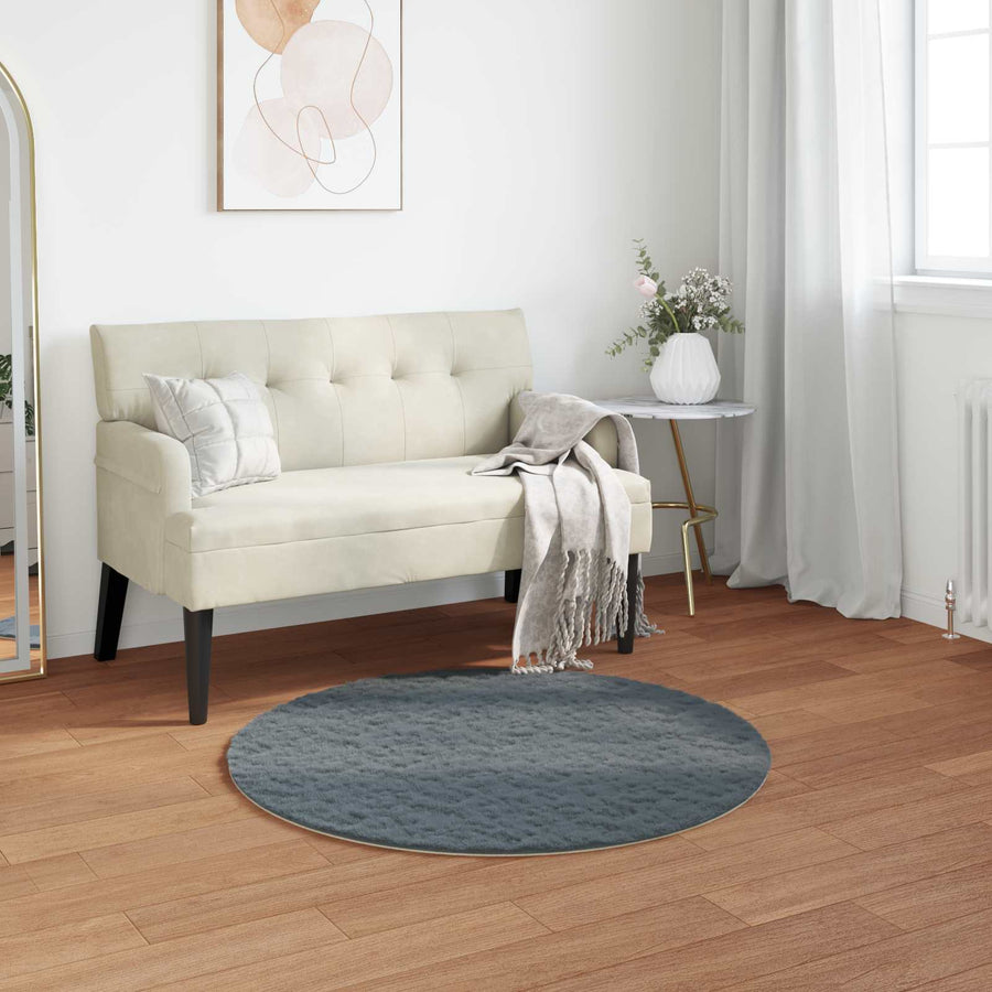 Nep Konijnenbont Tapijt Olite Antraciet Ø 80 cm Polyester