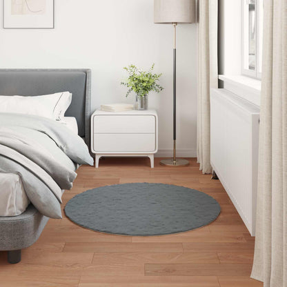 Nep Konijnenbont Tapijt Olite Antraciet Ø 80 cm Polyester