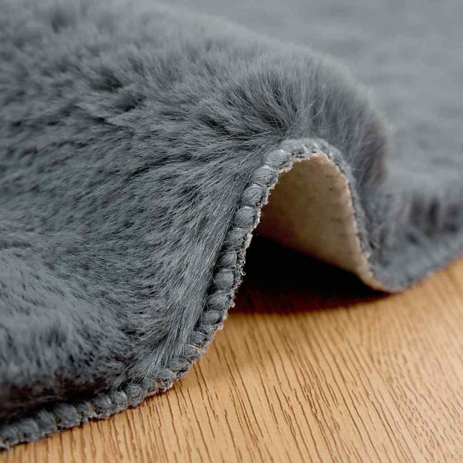 Nep Konijnenbont Tapijt Antraciet Ø 160 cm Polyester