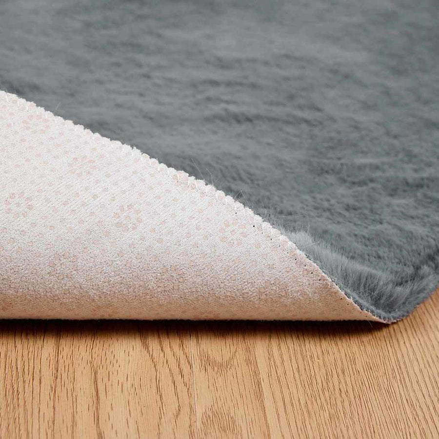 Nep Konijnenbont Tapijt Antraciet Ø 160 cm Polyester