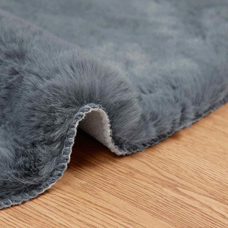 Nep Konijnenbont Tapijt Olite Antraciet 50 x 80 cm Polyester