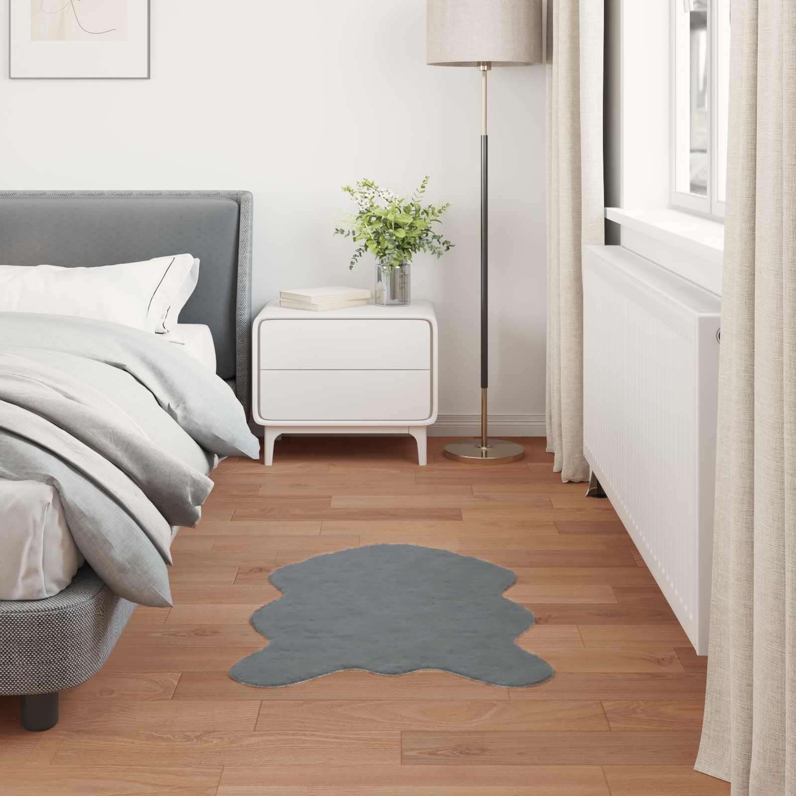 Nep Konijnenbont Tapijt Olite Antraciet 80 x 120 cm Polyester