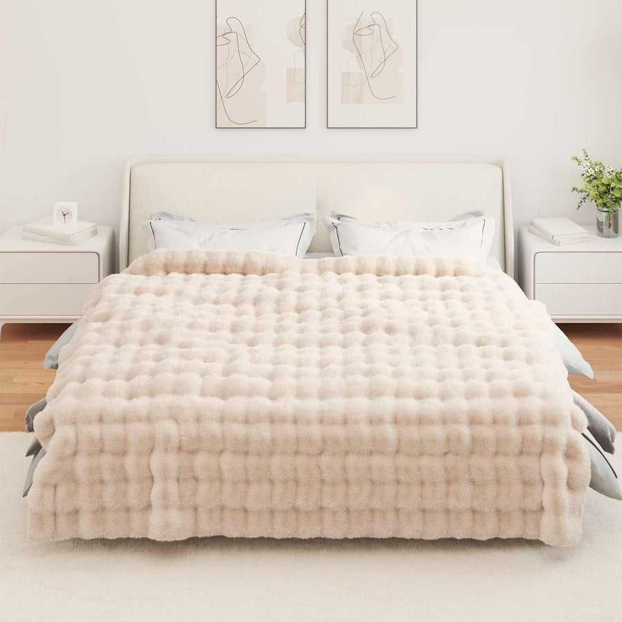 Neppels Konijnenbont Deken Beige 240 x 270 cm Polyester