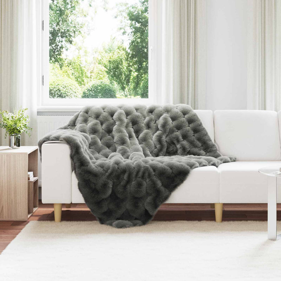 Neppels Konijnenbont Deken Donkergrijs 130 x 150 cm Polyester