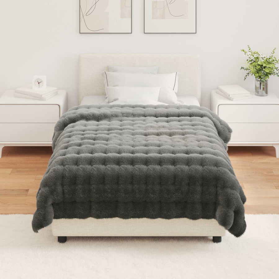 Neppels Konijnenbont Deken Donkergrijs 130 x 150 cm Polyester