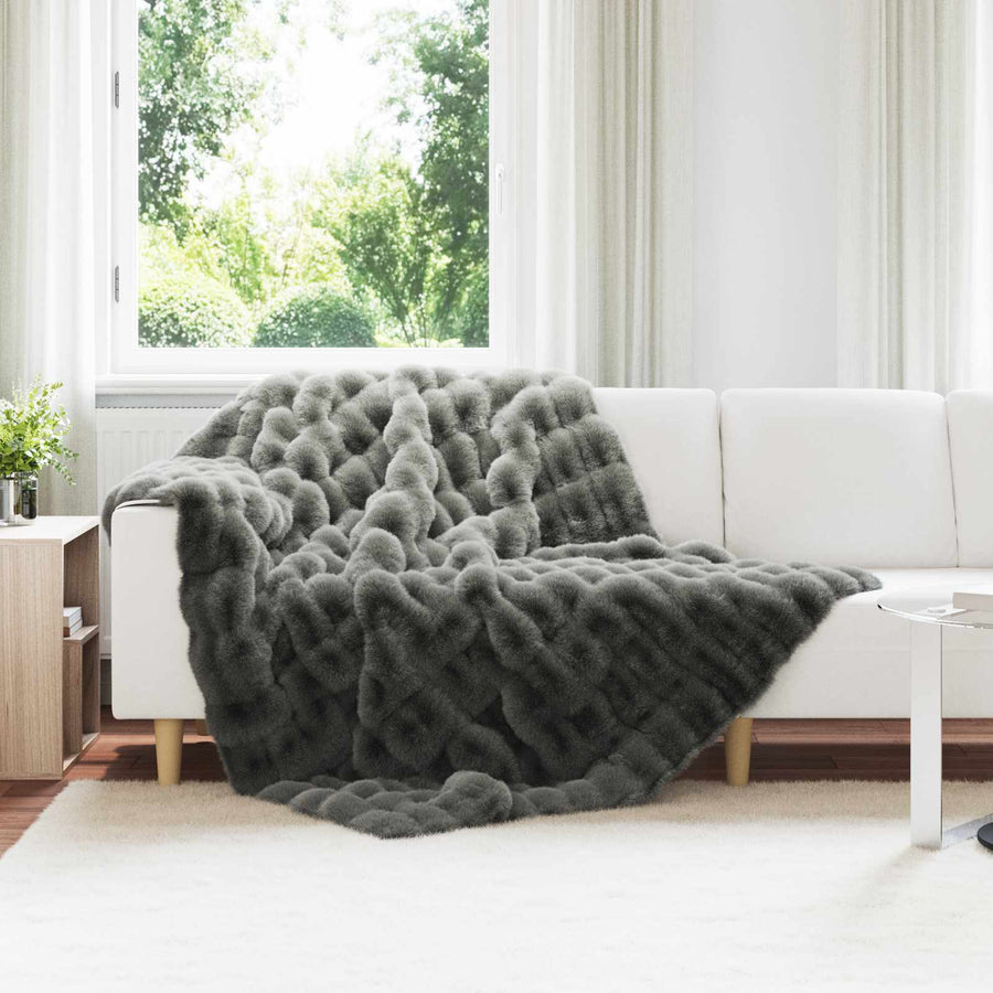 Neppels Konijnenbont Deken Donkergrijs 150 x 220 cm Polyester