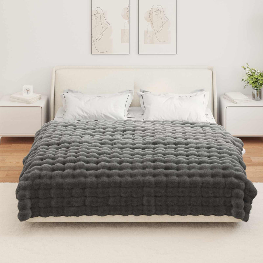 Neppels Konijnenbont Deken Donkergrijs 150 x 220 cm Polyester