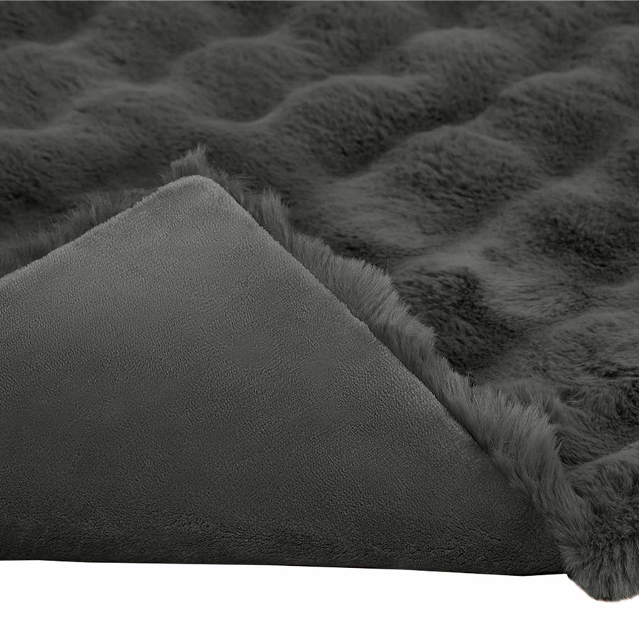 Neppels Konijnenbont Deken Donkergrijs 240 x 270 cm Polyester