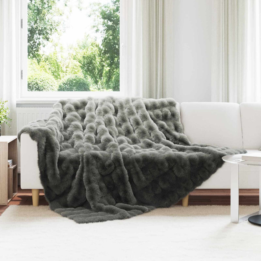 Neppels Konijnenbont Deken Donkergrijs 240 x 270 cm Polyester