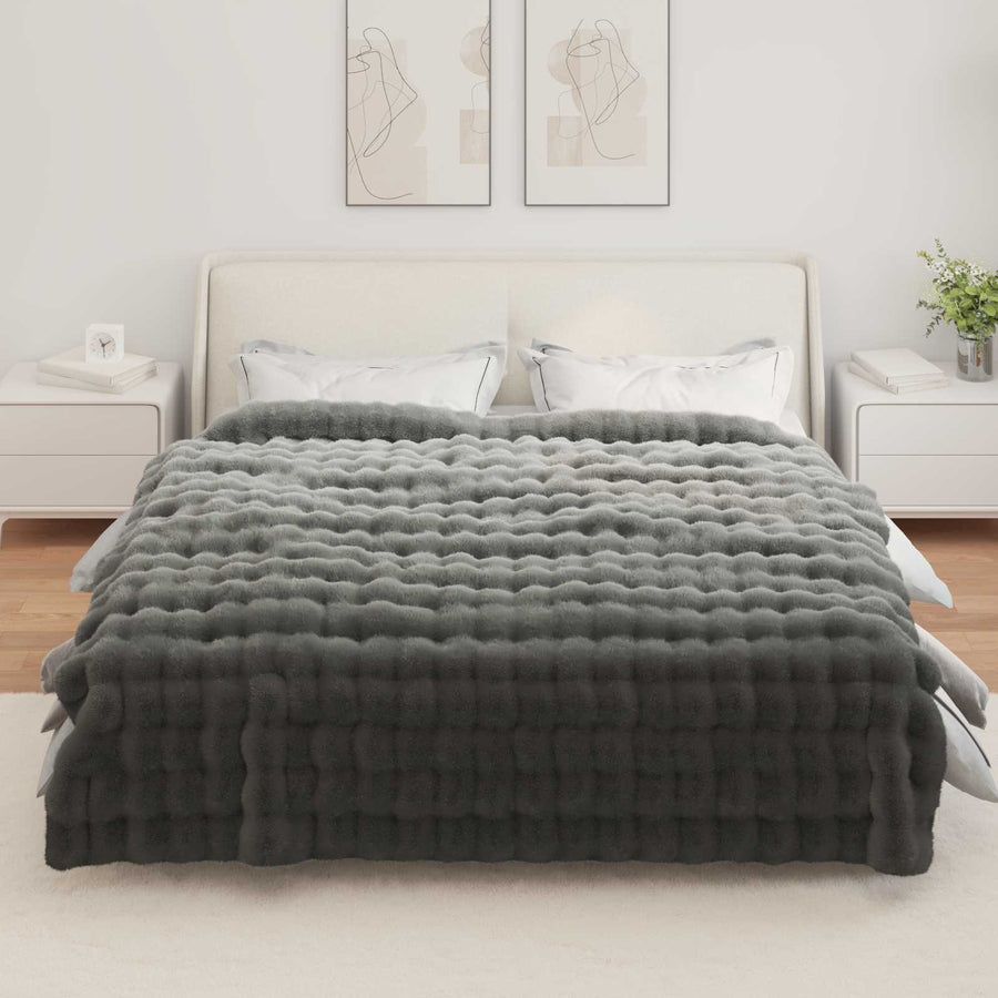 Neppels Konijnenbont Deken Donkergrijs 240 x 270 cm Polyester