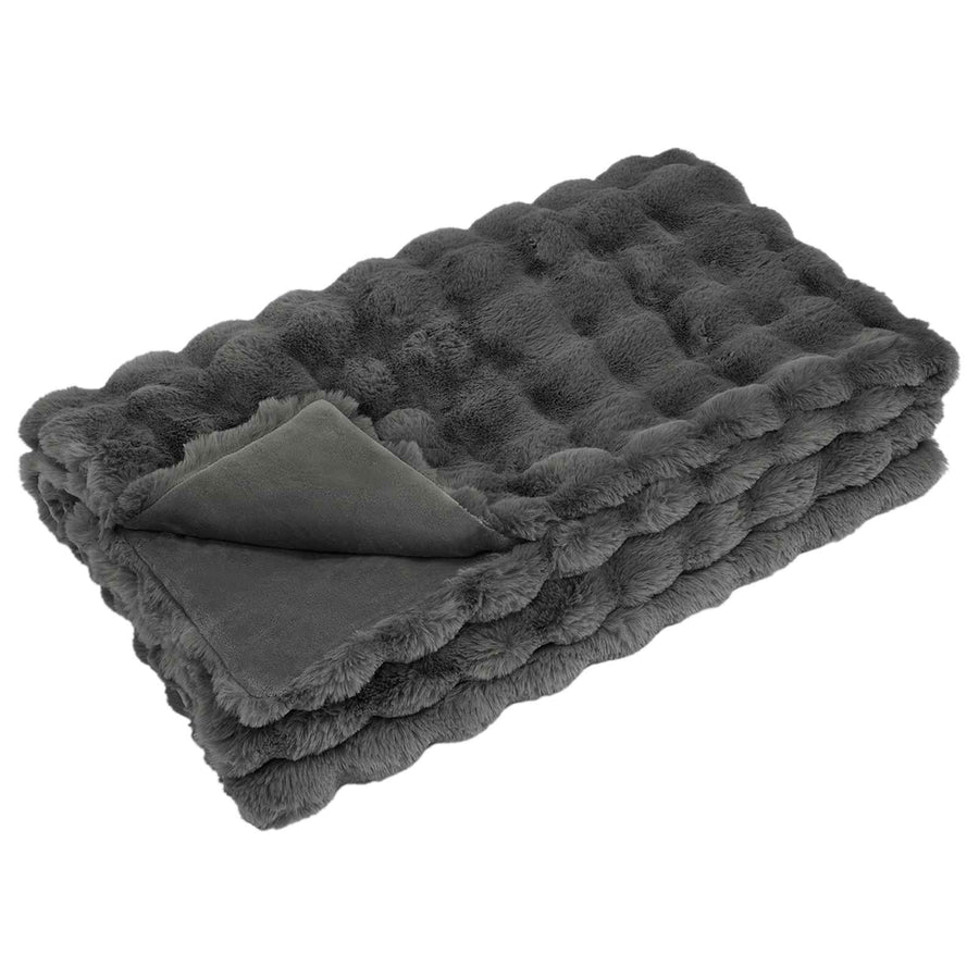 Neppels Konijnenbont Deken Donkergrijs 240 x 270 cm Polyester