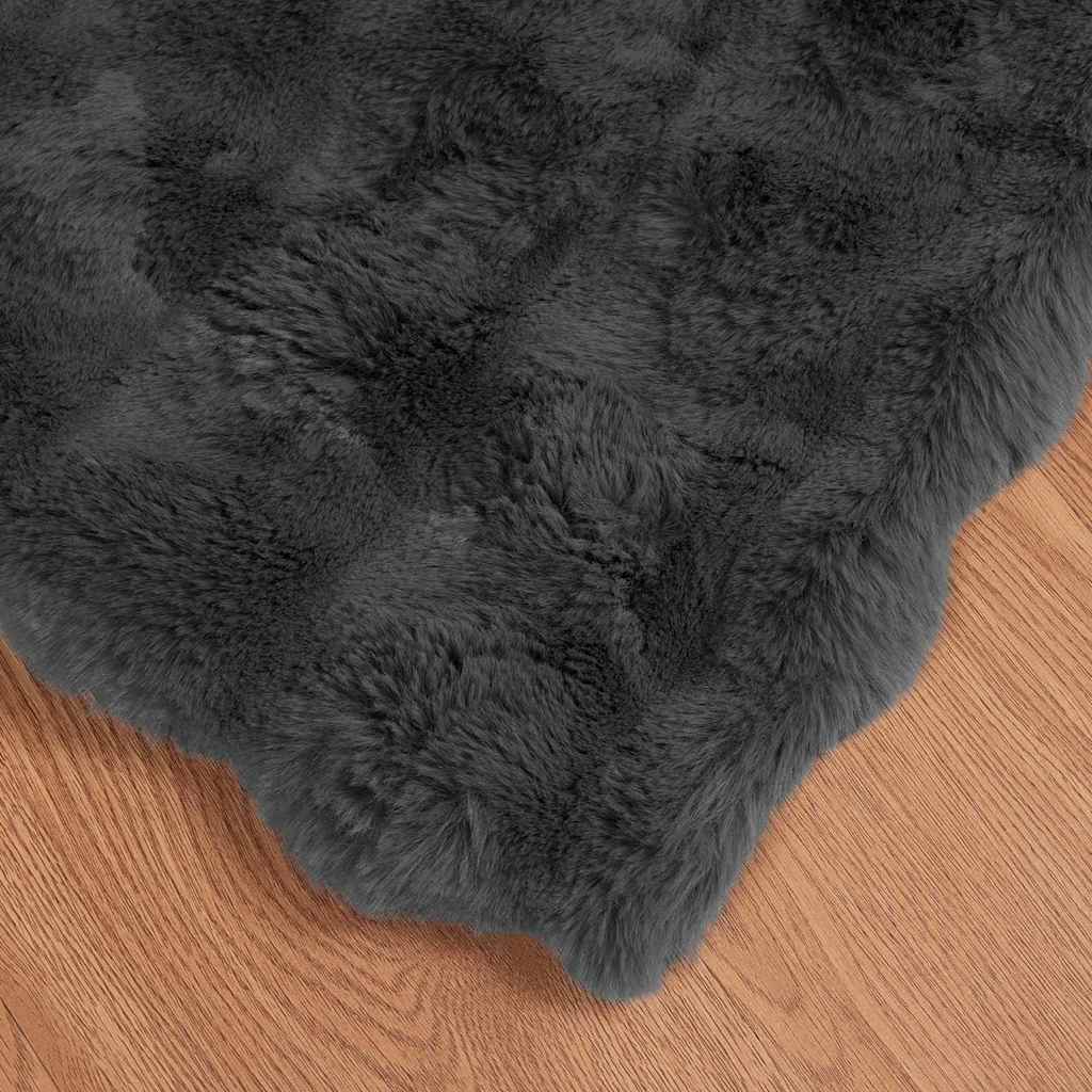 Neppels Konijnenbont Deken 4 pcs Donkergrijs 130 x 150 cm