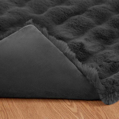 Neppels Konijnenbont Deken 4 pcs Donkergrijs 240 x 270 cm