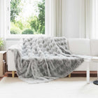 Non-slip faux rabbit fur blanket Olite Grey 240 x 270 cm