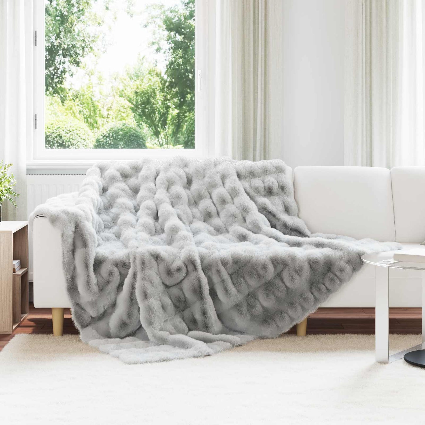 Neppels Konijnenbont Deken Grijs 240 x 270 cm Polyester