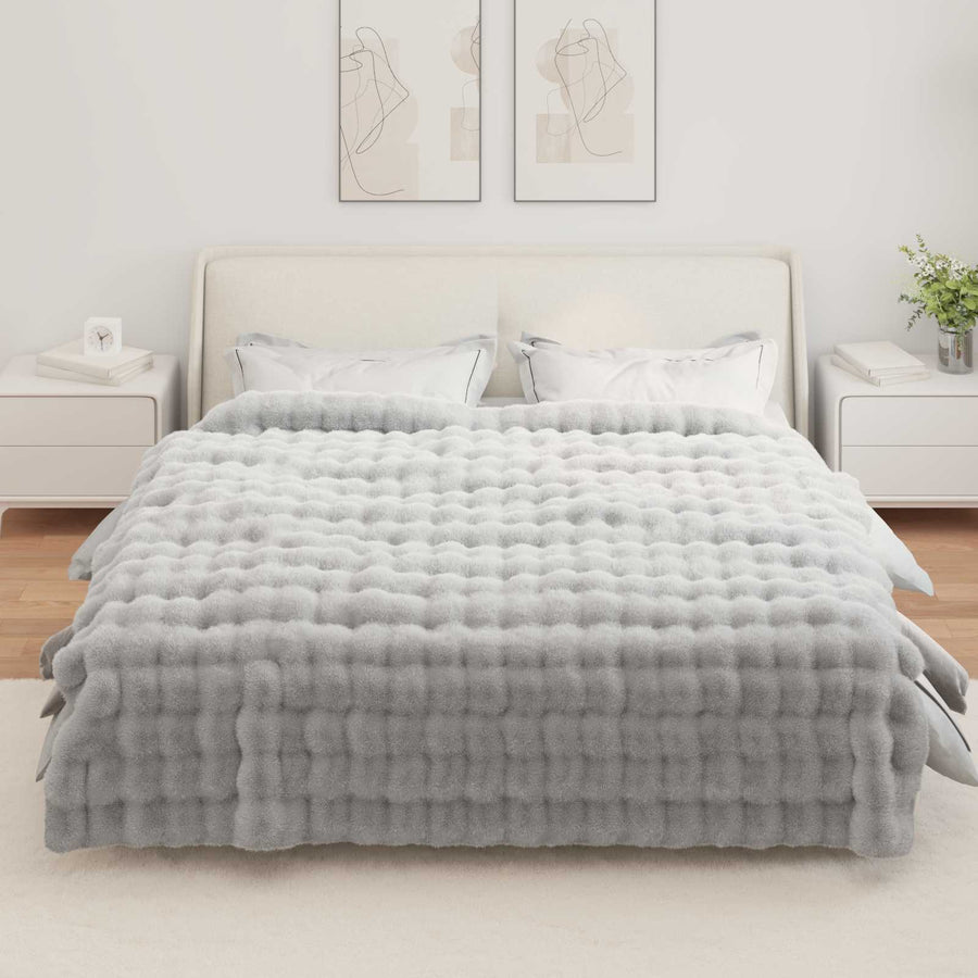Neppels Konijnenbont Deken Grijs 240 x 270 cm Polyester