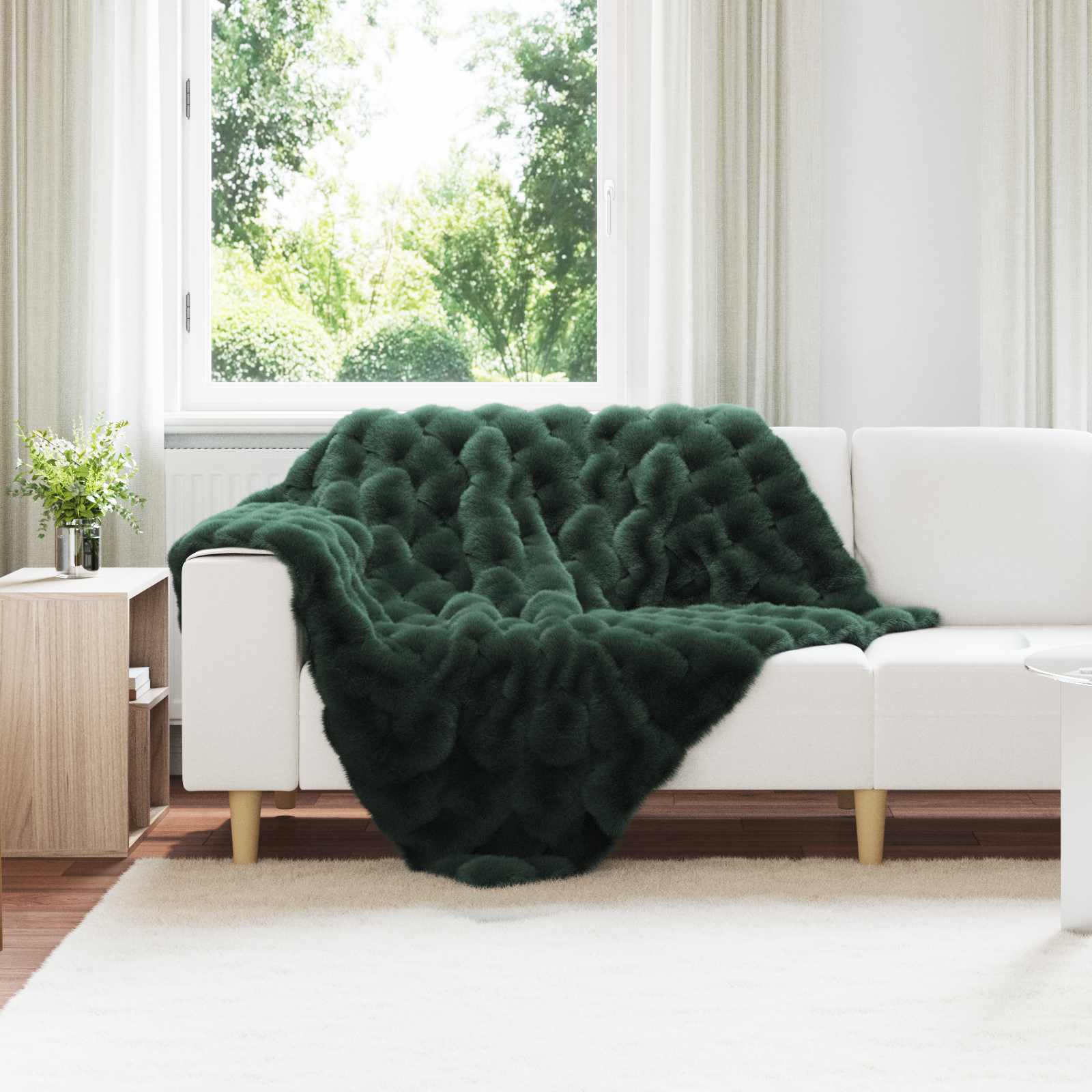Neppels Konijnenbont Deken Donkergroen 130 x 150 cm Polyester