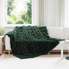 Anti-slip faux rabbit fur blanket Olite Dark Green 220 x 240 cm