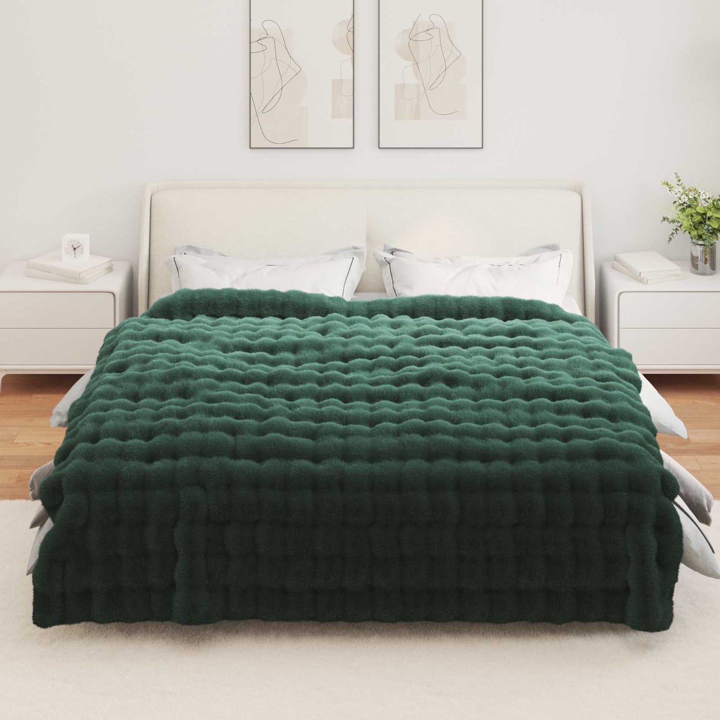 Neppels Konijnenbont Deken Donkergroen 220 x 240 cm Polyester
