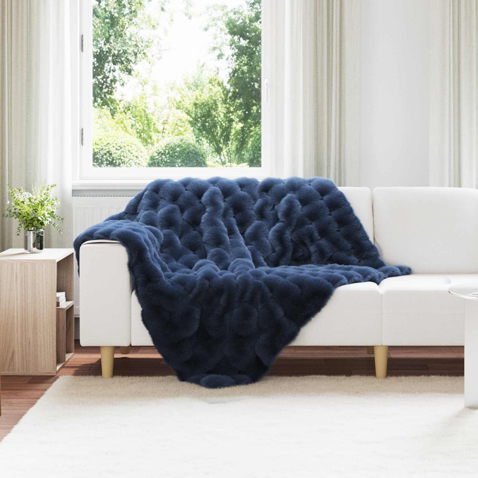 Neppels Konijnenbont Deken Marineblauw 130 x 150 cm Polyester