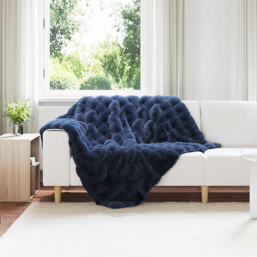 Neppels Konijnenbont Deken Marineblauw 130 x 150 cm Polyester
